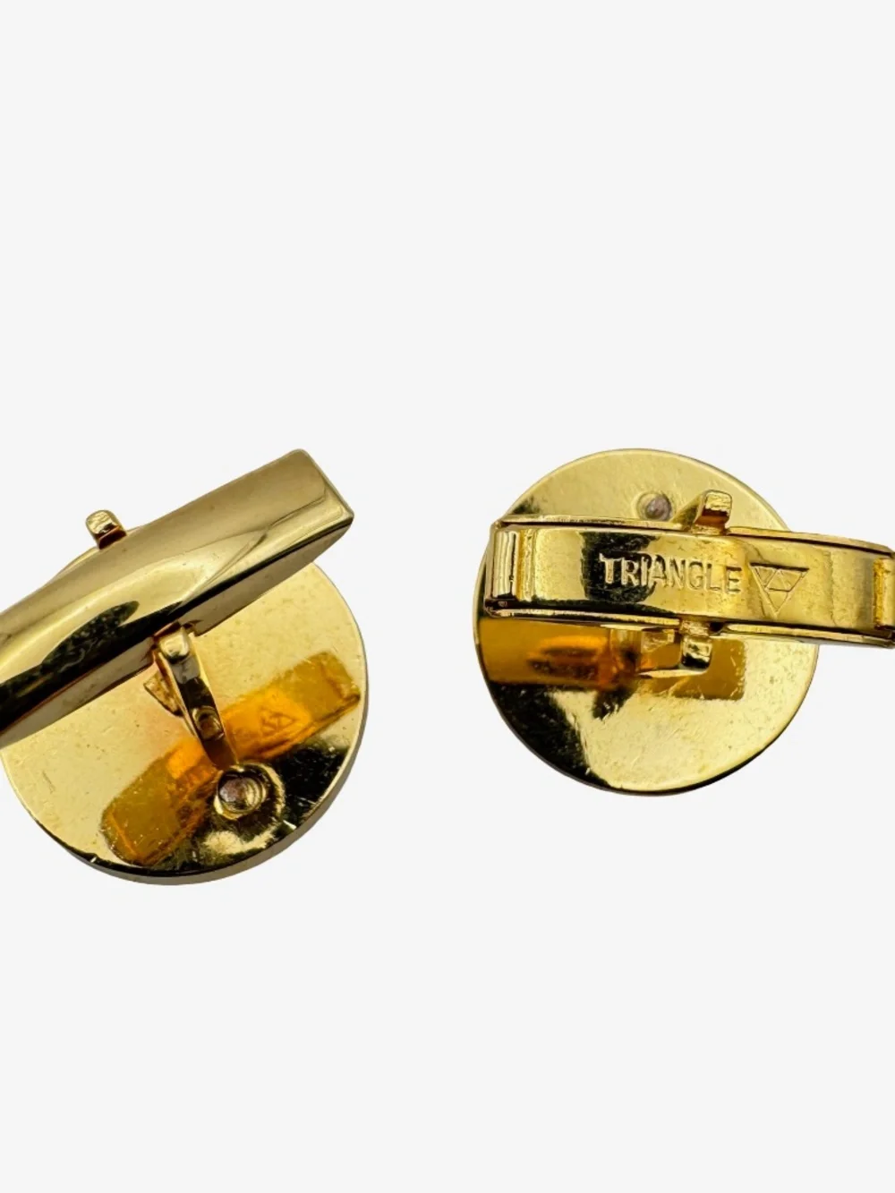 Vintage Horse Head Cufflinks Tie Clip Set Gold Silver Tone Equestrian Triangle